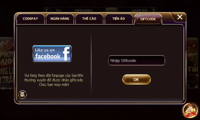 Nạp tiền Sunwin Nạp tiền Sunwin bằng cách nhập mã Giftcode